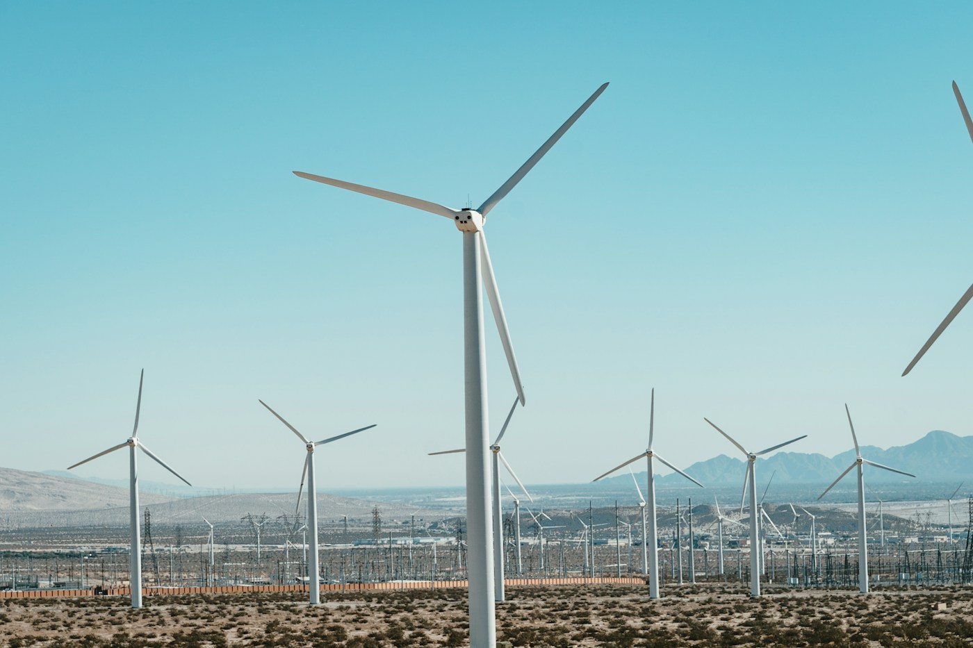 Wind turbines in an arid landscape